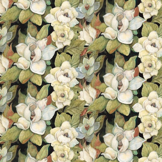 Springs Creative Black Iridescent Magnolia Cotton Fabric